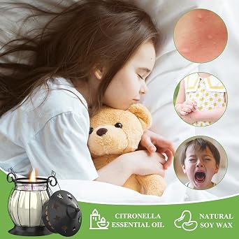 Citronella Candles Outdoor, 2 Pack Citronella Candle Lanterns with Lid | Natural Soy Wax Candles for Patio, Garden, Porch, Backyard, Camping & Summer Outdoor Decor, Gifts for Women