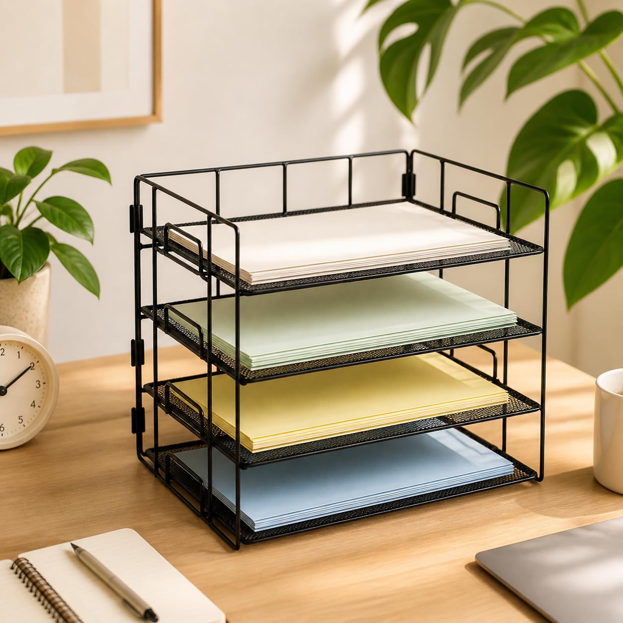 Colcolo A4 Metall Ablage Ordner Dokumentenorganizer Briefsortierer Mehrfach für Büro Lernzimmer, White