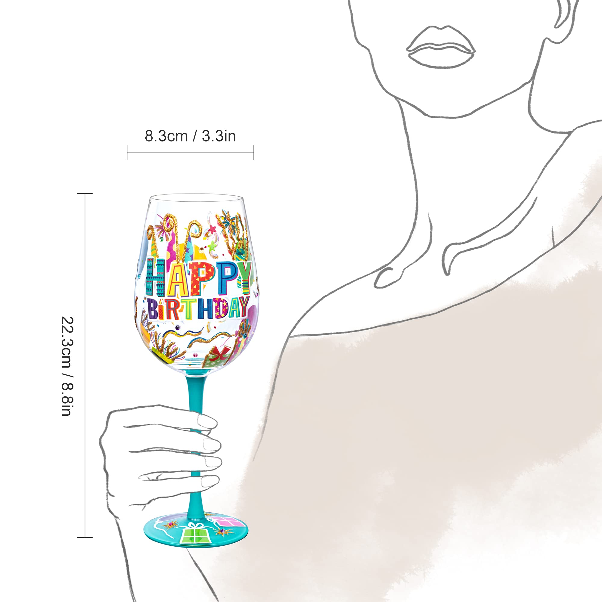 Personalized Happy Birthday Wine Glass - Hand Painted Gift -5 Personalized Happy Birthday Wine Glass - Hand Painted Gift -5