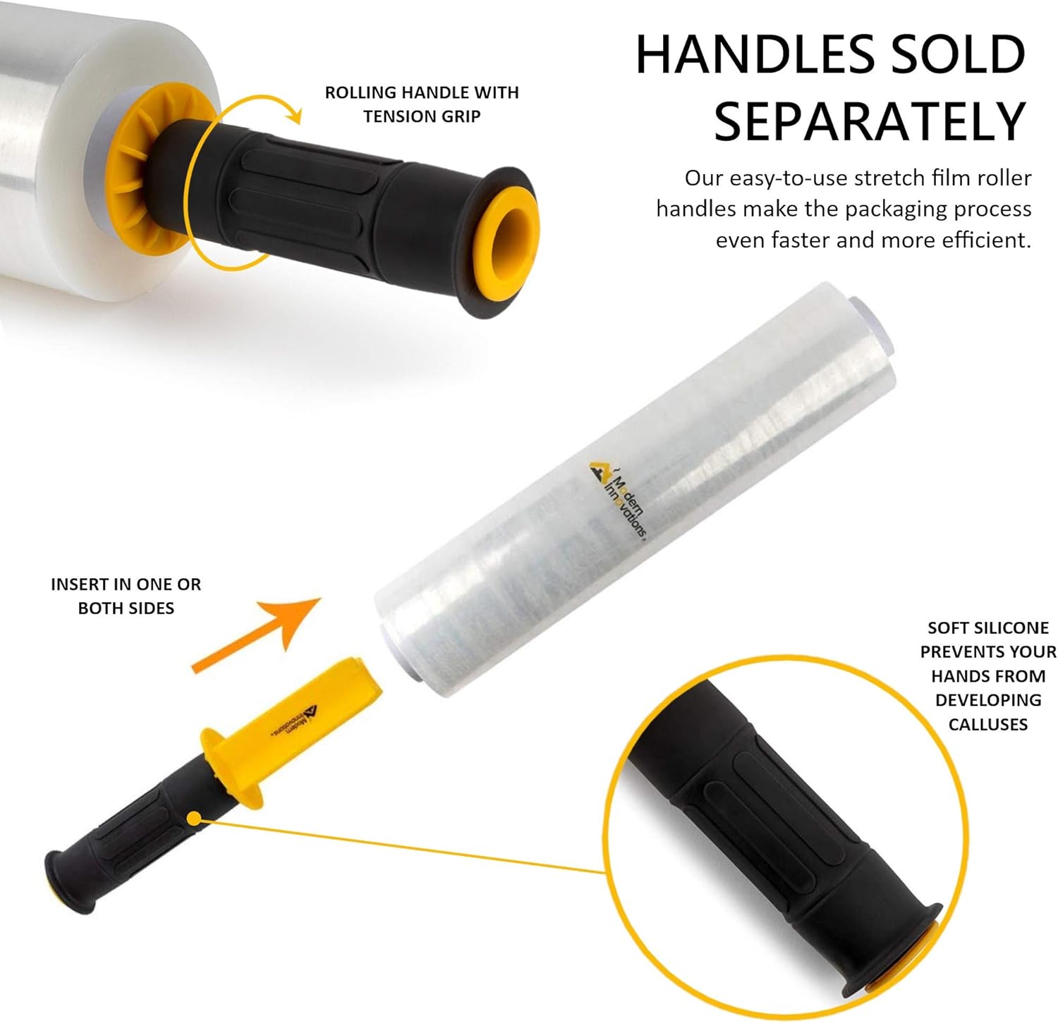 Modern Innovations 15 Inch Clear Stretch Wrap Replacement Roll (4 Refill Rolls-4000 Feet) No Handle, Shrink Wrap for Moving, Packing Supplies for Wrapping Furniture, Plastic Pallet Cling