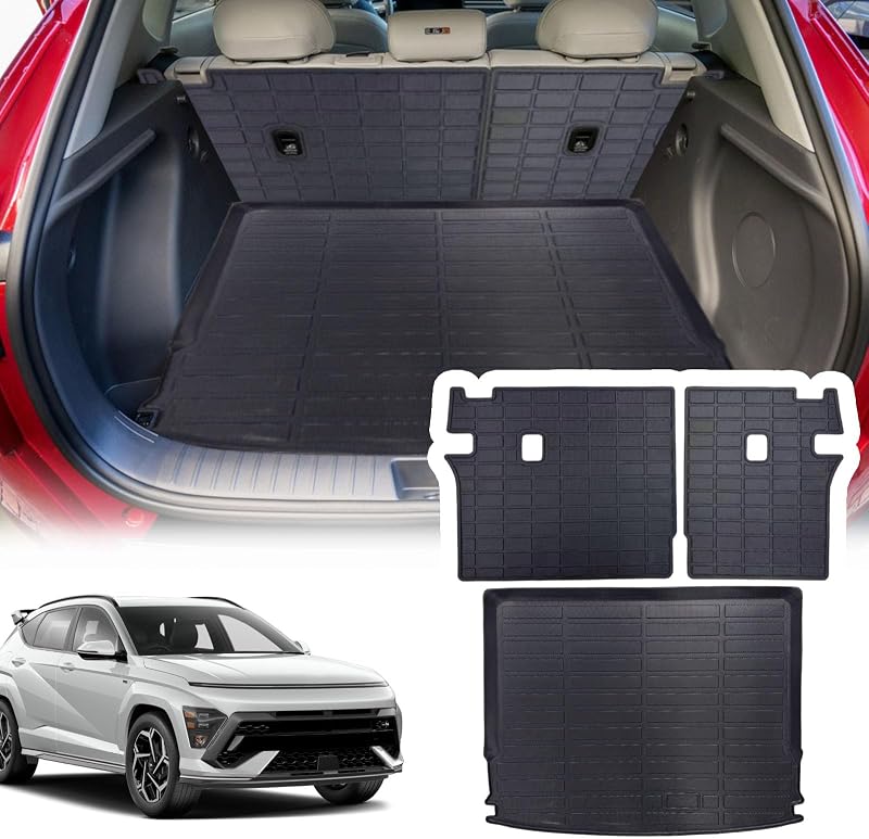 Kit de Forros para Porta-Malas YEBOOCA Compatível com Hyundai Kona 2024–2026, Tapete de Carga e Protetores do Encosto Traseiro