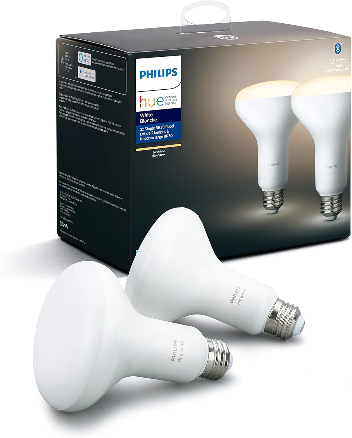 Philips Hue White 2Pack BR30 LED Smart Bulb, Bluetooth & Zigbee