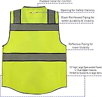 Vista 6 de 3C Products - Chaleco de agrimensor ANSI Clase 3 de alta calidad con cuello acolchado, bolsillo para tableta, bolsillo para lata y bolsillo trasero