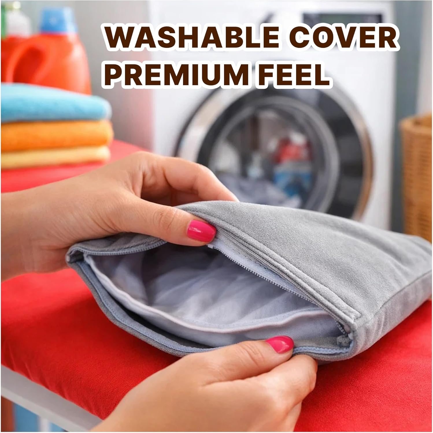 Microwavable Heating Pad for Period Cramps, Machine Washable Cover Heating Pad, Portable Menstrual Microwave Heating Pad- Unscented (Gray Pillow)