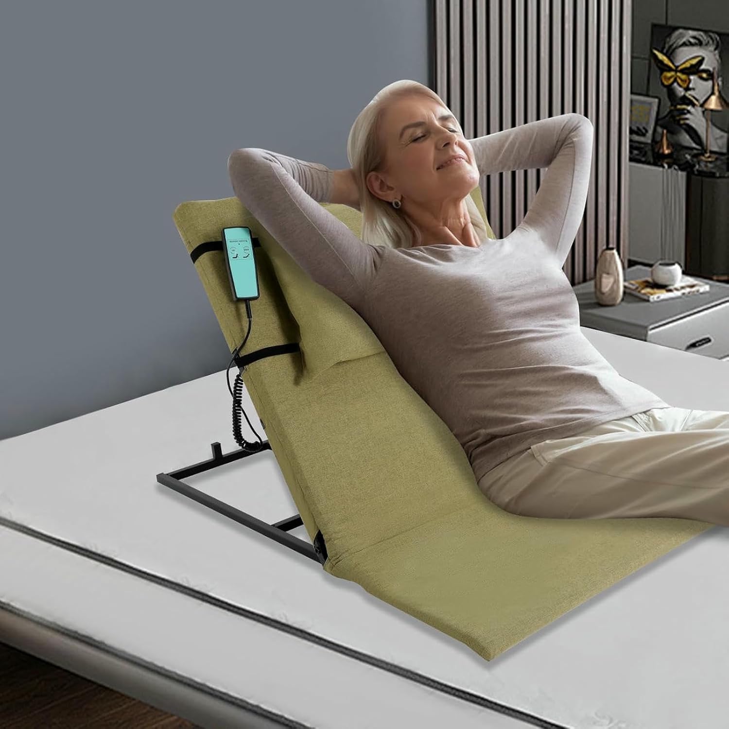 Electric Assisted Wake-up Device, 2-80° Adjustable Bed Rest, 661 lbs Capacity, for Elderly, Pregnant Women & Patients, Sit-Up Assist Mattress Support