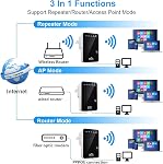 WiFi Booster, 2024 New WiFi Range Extender Internet Signal Booster for Home Wireless Repeater|Covers Up to 2800 Sq.ft and 40 Devices 300Mbps 2.4GHz|WPS Button| Ethernet Ports-Black