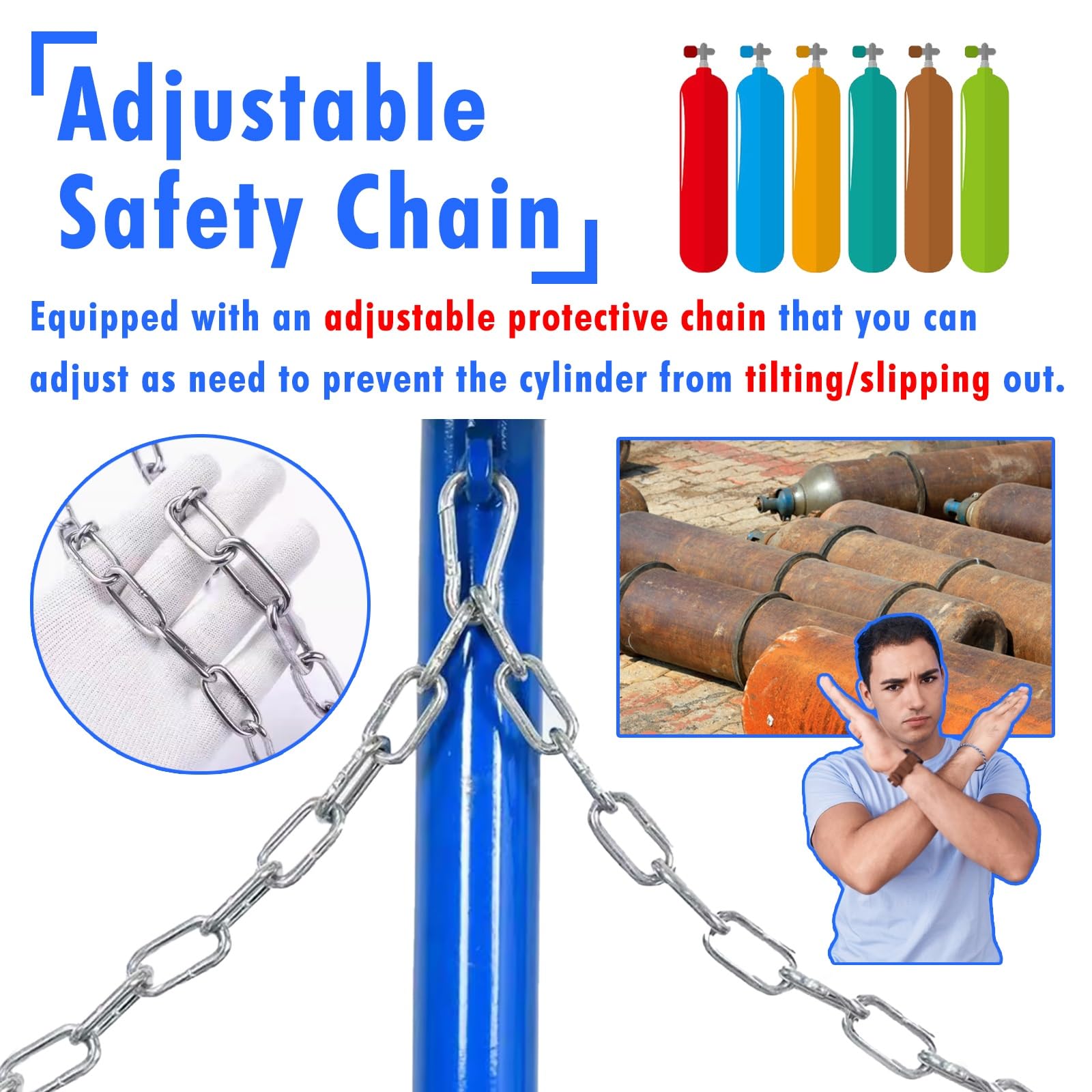 Robuster Wandhalter for Gasflaschen – Aufbewahrungsregal for Sauerstoff, Stickstoff und Acetylen(3 Bottles - 95cm)