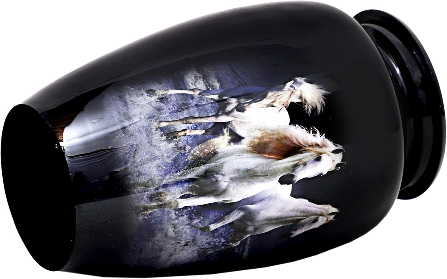 HLC URNS Lovely White King Horse Cremation Urn for Human Ashes - Adult Funeral Urn Handcrafted - Affordable Urn for Ashes (Adult (200 lbs) – 10.5 x 6 “, Lovely White Horse Cremation Urn)