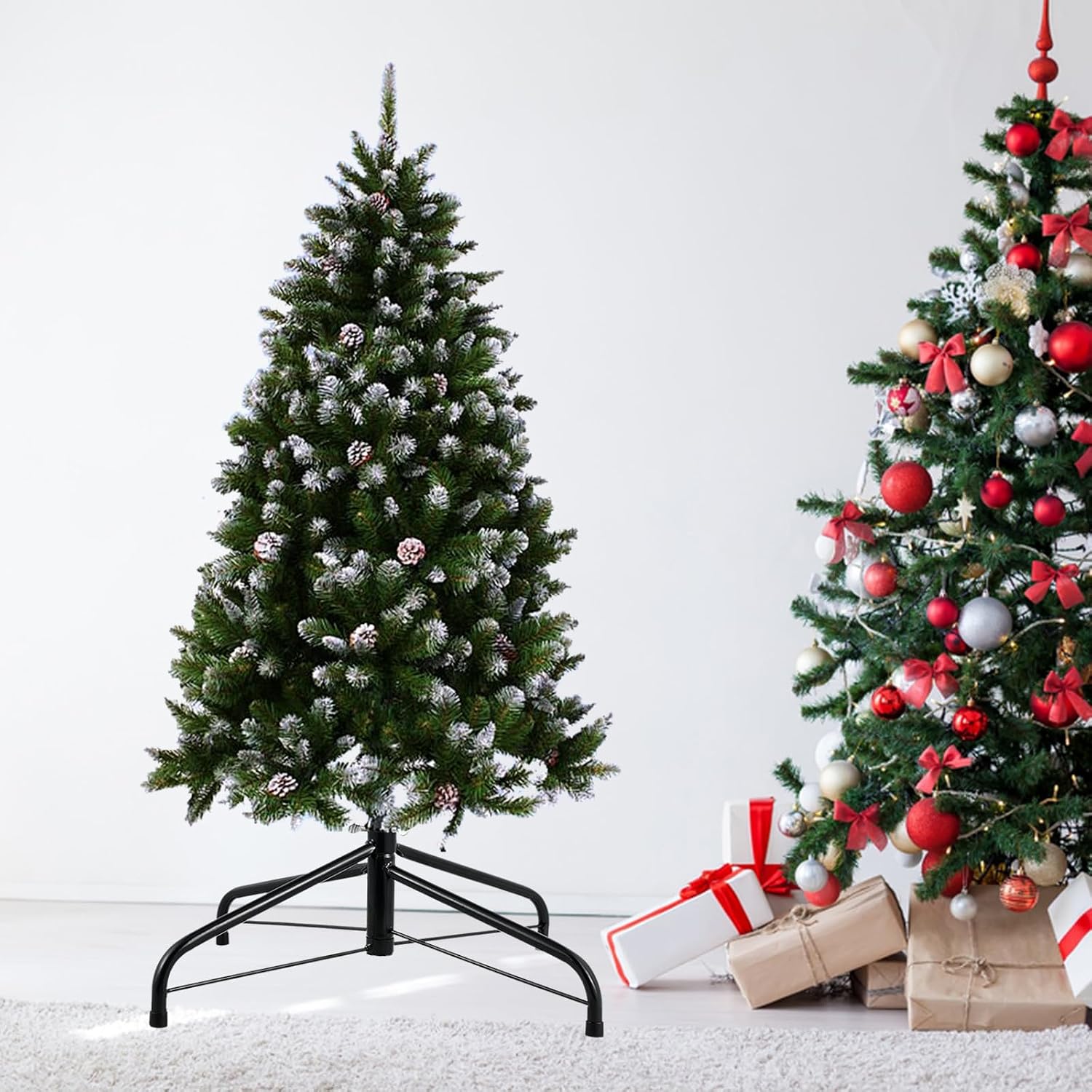 Black Iron Christmas Tree Stand with Four-leg Support for Indoor Use