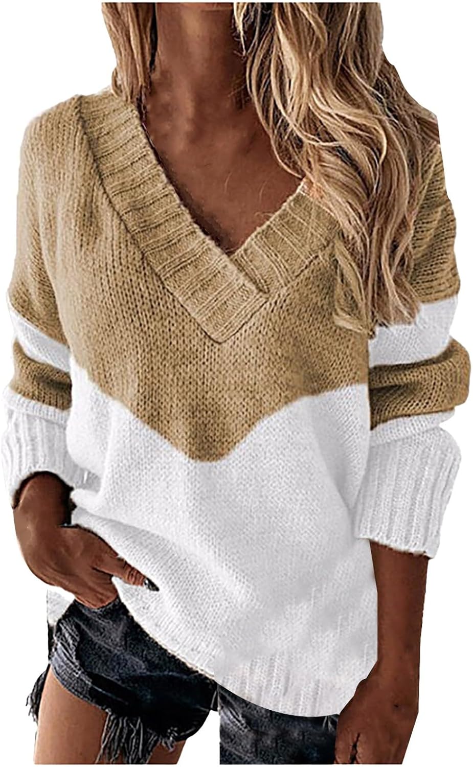 YJLX coltrui voor dames, gebreide trui, oversize, grof gebreid, lange mouwen, elegant, wintertrui, vintage, grof gebreid, oversized sweatshirt, gebreide trui, sweater, casual outwear