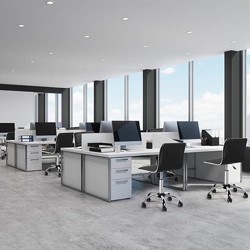 Miniatura 8 de Yaheetech Sillas ejecutivas de piel sintética con respaldo bajo, silla giratoria de oficina con ruedas, color negro