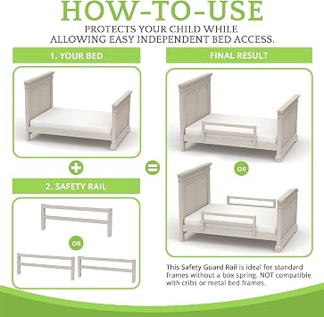 Wood Safety Guard Toddler Bed Rail for Twin, Full, Queen, King & Bunk Beds