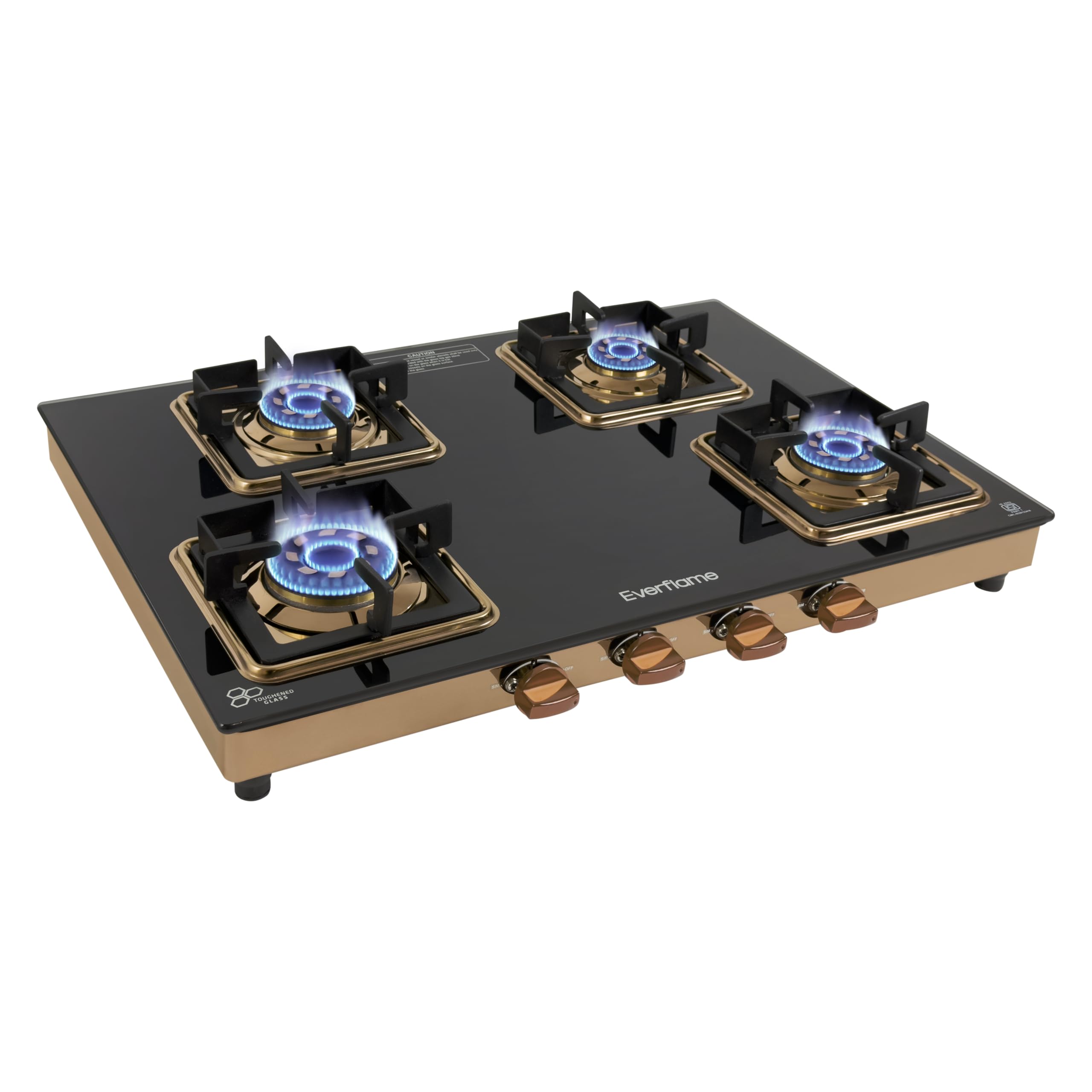 Everflame Aurum 4 Burner Gas Stove | Toughened Glass Cooktop | PetalArc Forged Brass Burner | Heavy & Durable SS Rose Gold Frame | 2 Years Warranty + Free Doorstep Service Accross Pan India-image-30