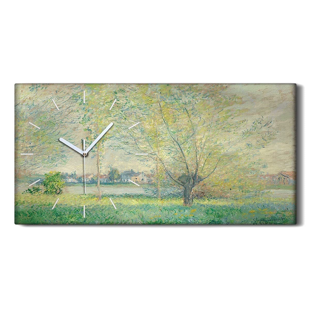 Horloge sur Toile salon et chambre tableau paysage moderne 60x30cm