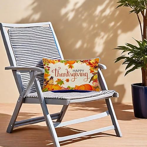 Miniatura 4 de Color Life Home - Funda de cojín de otoño con diseño de hojas de arce y calabaza, 12 x 20 pulgadas, diseño de otoño con texto en inglés "Give Thank