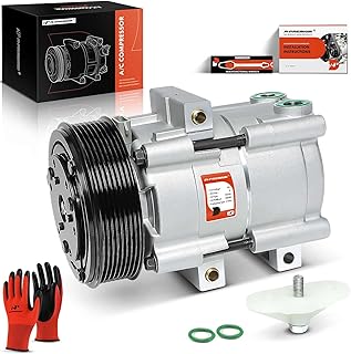 A-Premium AC Compressor with 8-Groove Pulley Compatible with Ford & Lincoln Vehicles - 4.6L, 5.4L, 6.0L, 6.8L - Excursion 2003-2005, F-150 1997-2001, F-250 350 450 550 (Super Duty) 1999-2007