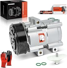A-Premium AC Compressor with 8-Groove Pulley Compatible with Ford & Lincoln Vehicles - 4.6L, 5.4L, 6.0L, 6.8L - Excursion 2003-2005, F-150 1997-2001, F-250 350 450 550 (Super Duty) 1999-2007