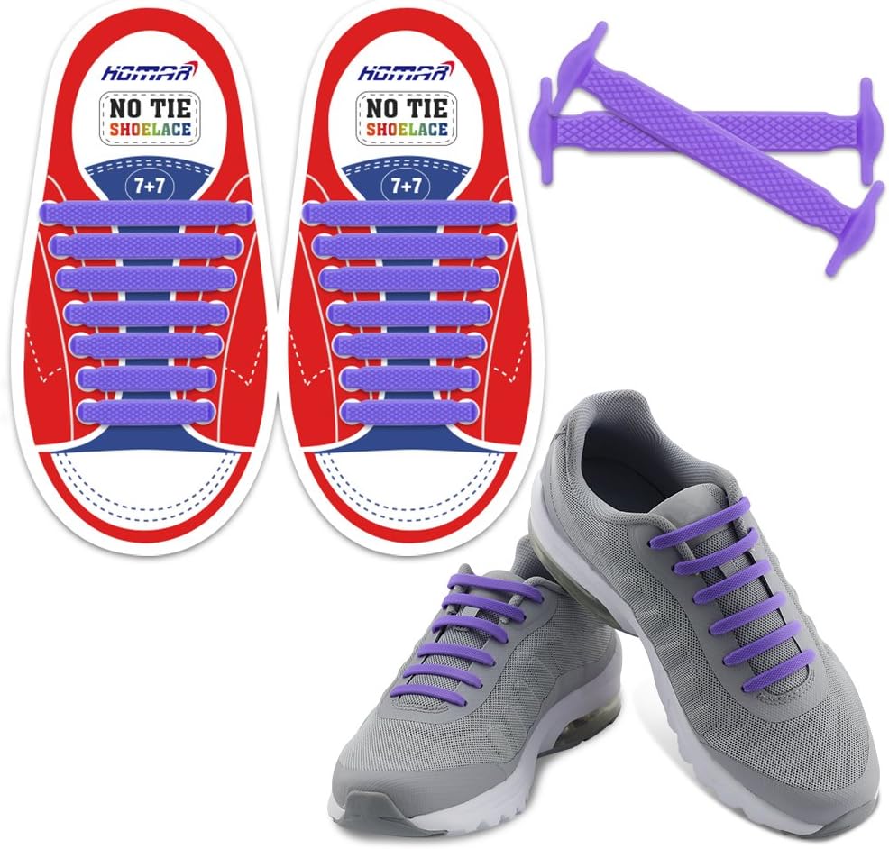 No Tie Shoelaces for Children and Adults Waterproof Silicone Flat Elastic Sports Running Shoelaces with Multicoloured for Trainers Boots Board Shoes and Casual Shoes