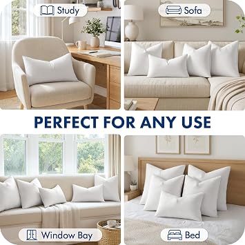 MIULEE 18x18 Inch Pillow Inserts Pack of 2 with 100% Cotton Cover