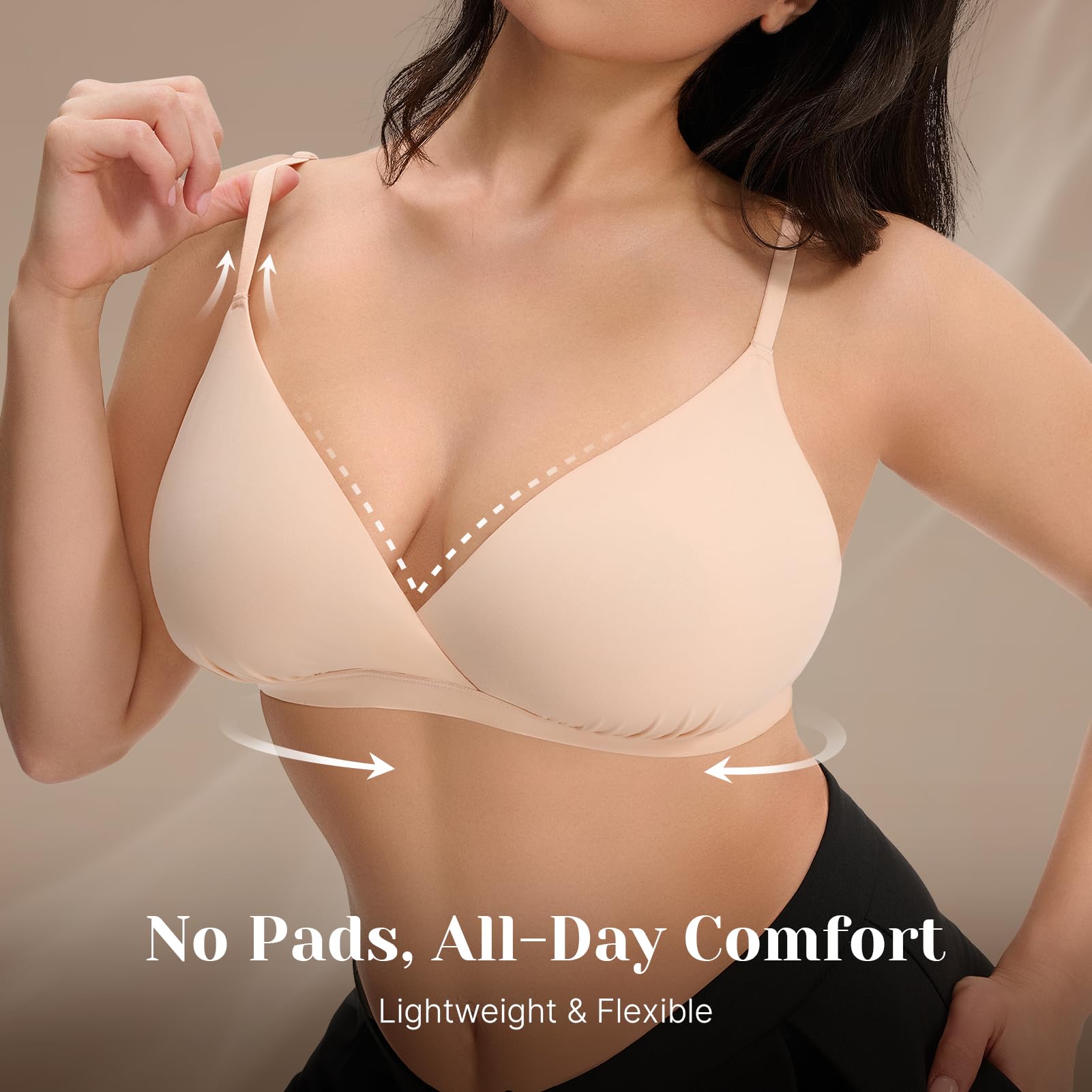 Feng Shui Bralette a Triangolo da Donna Reggiseno Profondo Non Imbottito Reggiseni Push up Senza Cuciture Reggiseno Confortevole per Tutti i Giorni Senza Fili