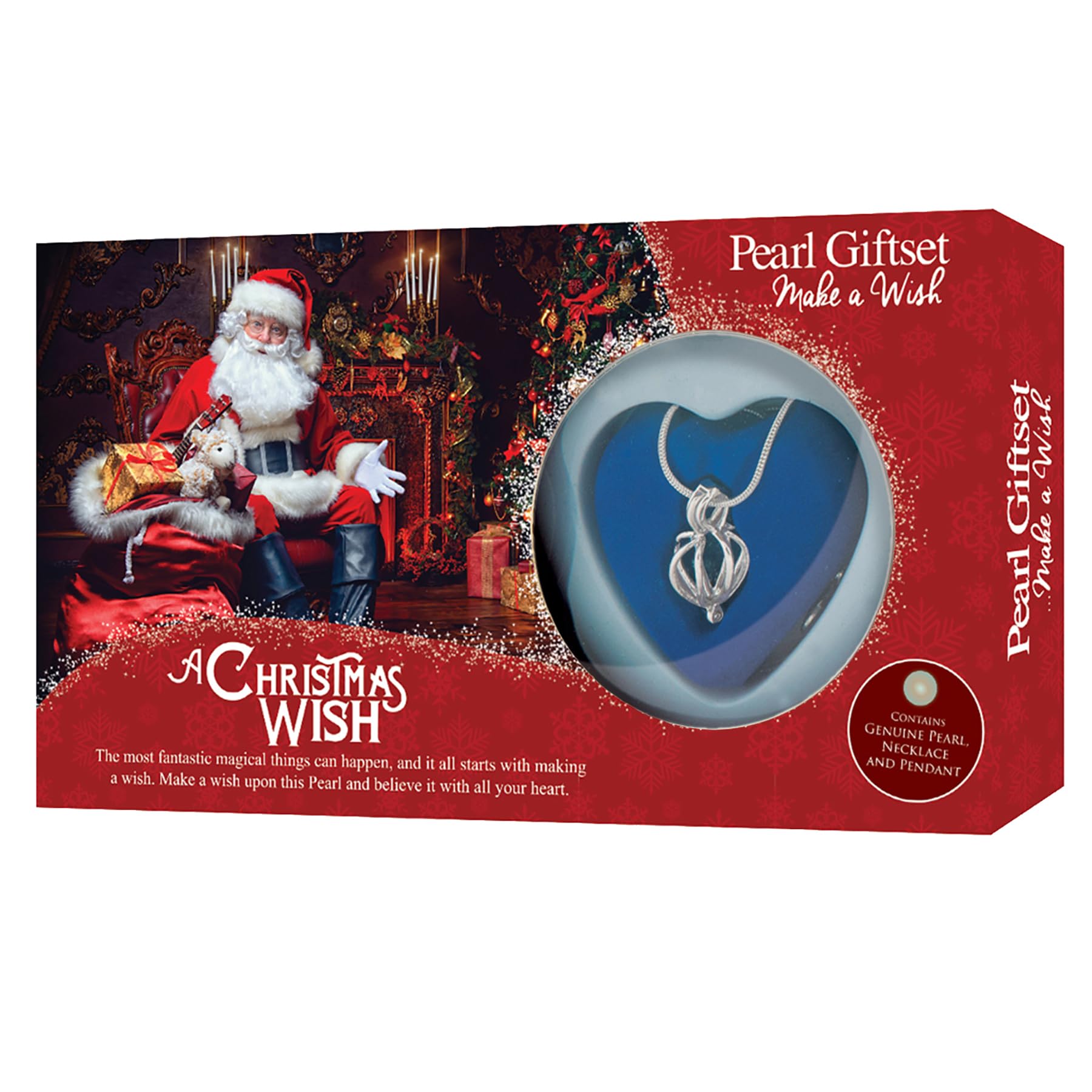 Widdle Gifts Girls Red Christmas Wish Pearl Kit Creations Kit, Heart Cage Locket Necklace, Pendant Necklact, Cultu Pearl Oyster Necklace With Box Pearl In Oyster For Women - Santa 8084