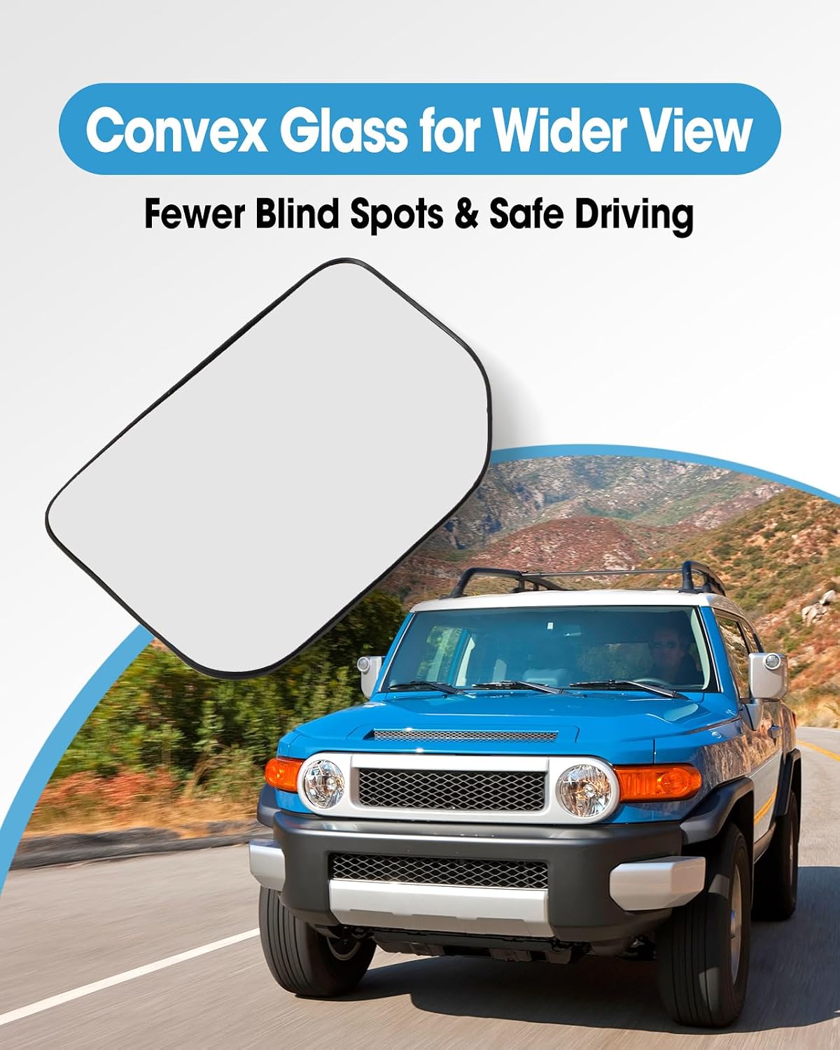 Left Driver Side Mirror Glass Replace 8796135870 TY230GL TO1324161 Fit for Toyota FJ Cruiser 2007-2014, Rearview Mirror Convex Glass with Backing Plate Without Heated