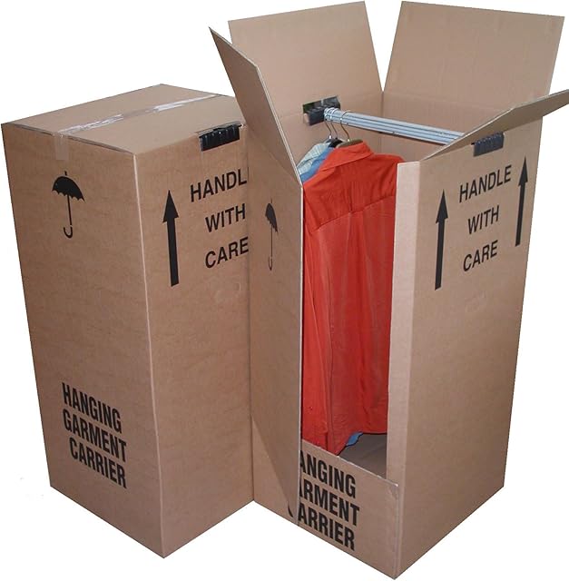3 x Large Strong Wardrobe/Garment Double Wall Removal Boxes - 508mm x 485mm x 960mm