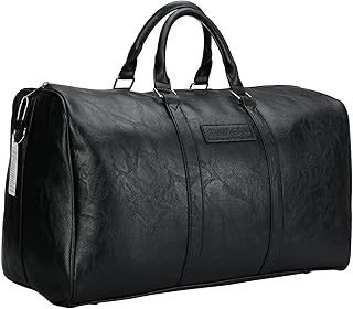 شنط دفل لعطلة نهاية الأسبوع/الليلة من لوهانتري، شنط سفر جلدية كبيرة، شنط نسائية للياقة البدنية، شنط للرجال والنساء عصرية، لون أسود، مقاس واحد، شنطة دفل للسفر من الجلد