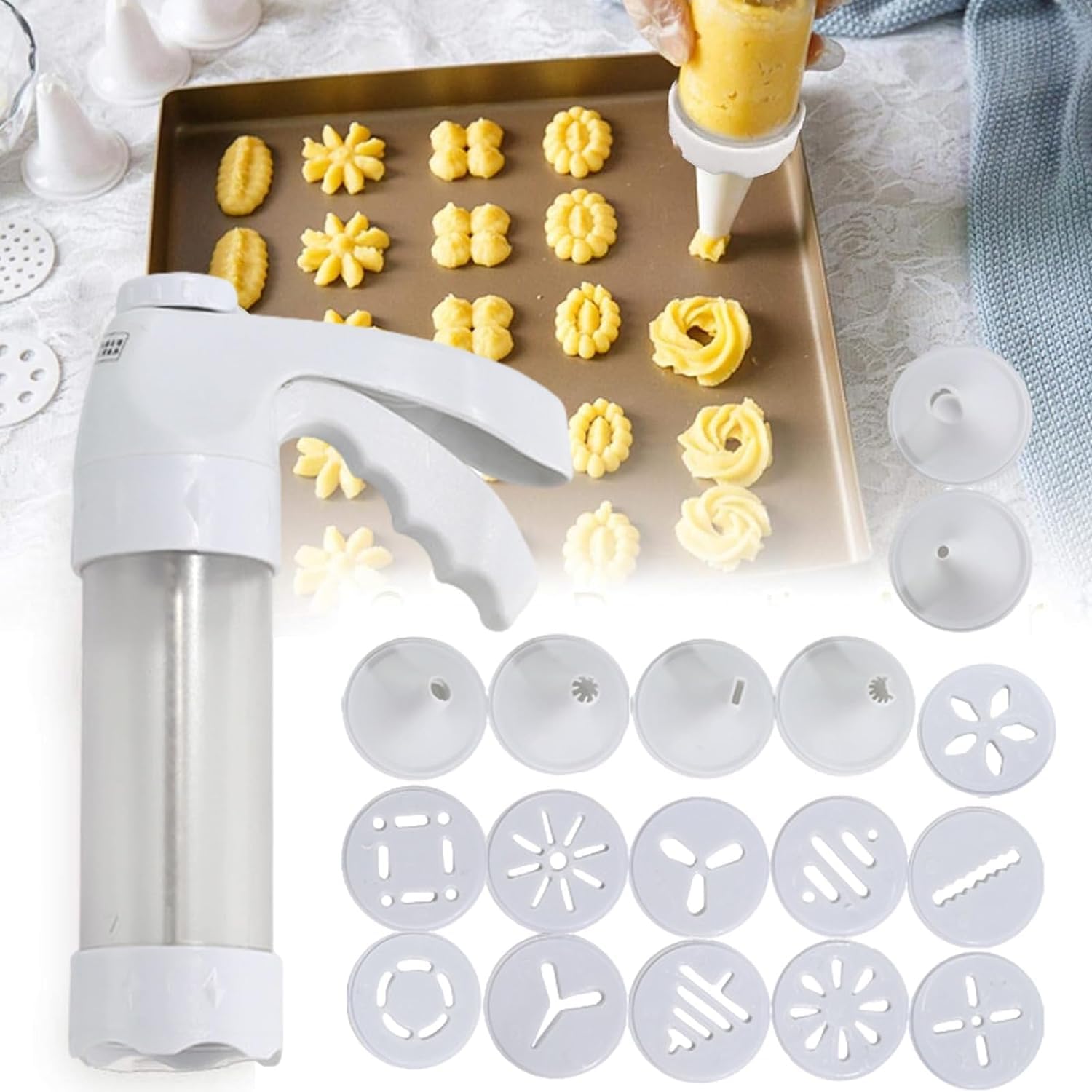 Pressa Per Biscotti In Acciaio Inox Con 13 Dischi E 8 Uccelli – Set Di 24 Pezzi Per Decorare Dolci, Festa E Natale