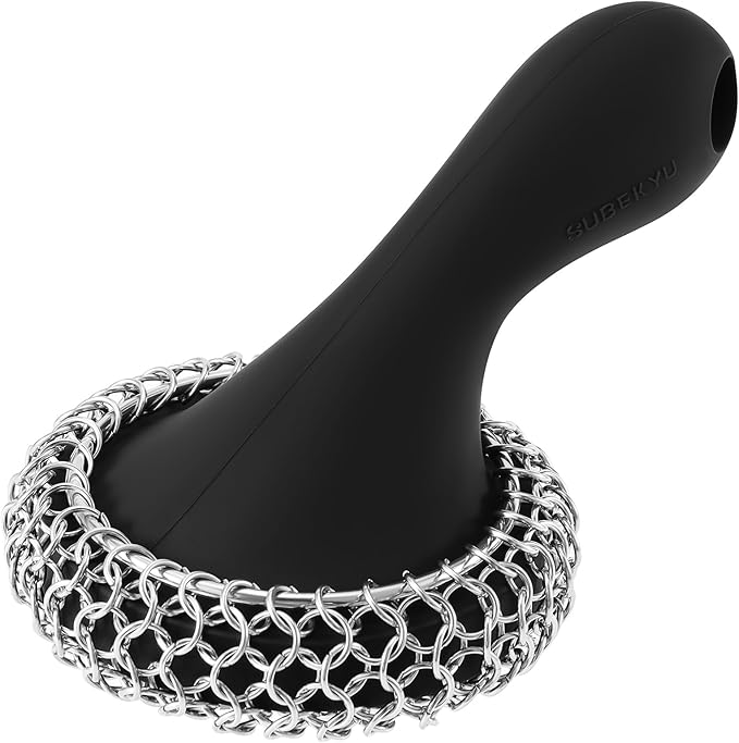 Cast Iron Scrubber with Silicone Handle