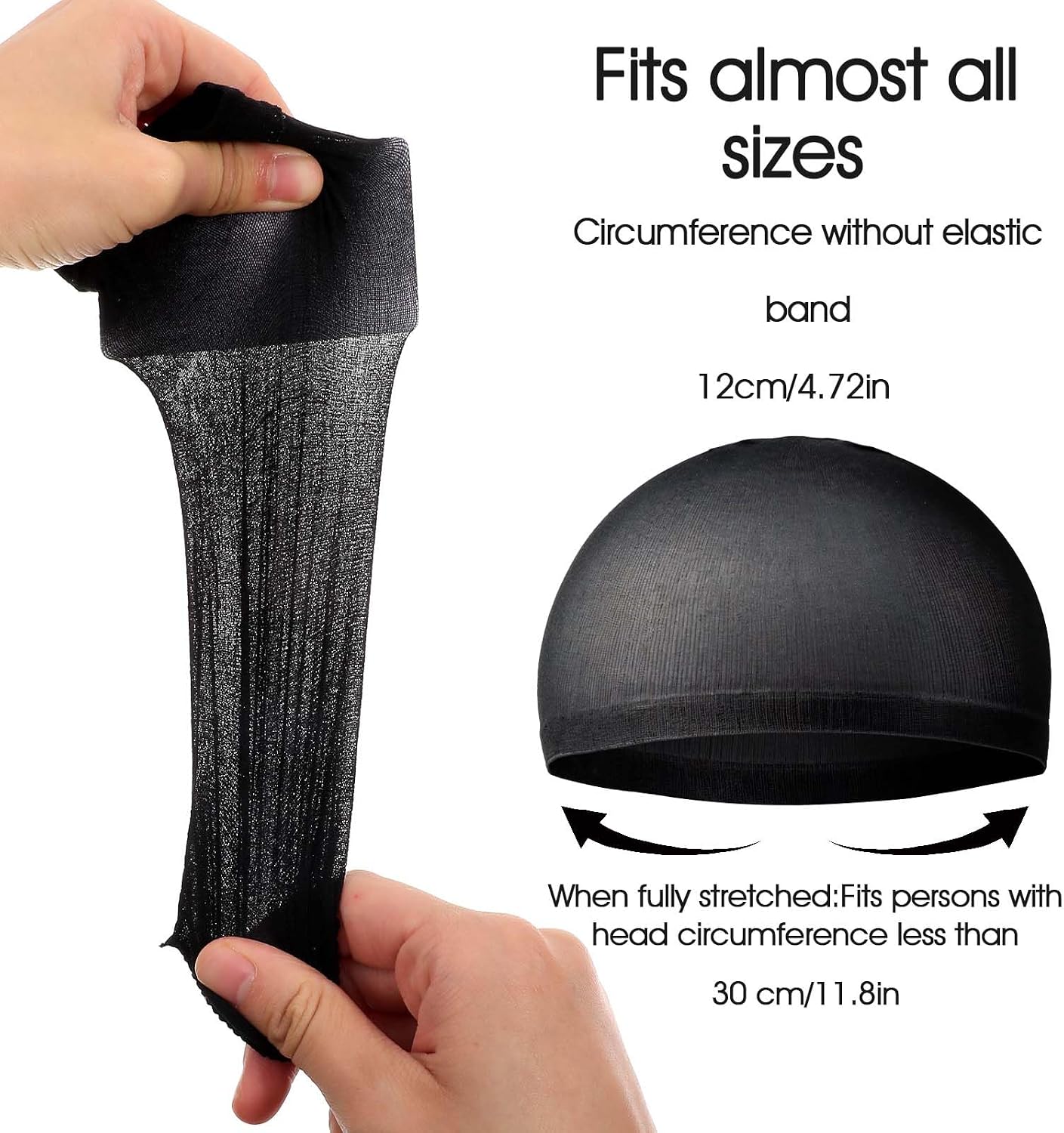 30pcs Wave Cap for Men Black Stocking Caps for Men Non-Slip High Elastic Black Stocking Cap for Women Adult Lightweight Breathable Wig Caps for All Hair