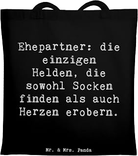 Mr. & Mrs. Panda Canvas Tasche Spruch Ehepartner Helden - Geschenk, handgemacht, To…