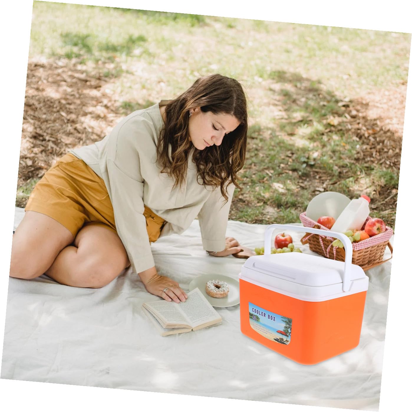 PRETYZOOM Nevera Portátil para Picnic 5l Naranja, Contenedor de Aislamiento