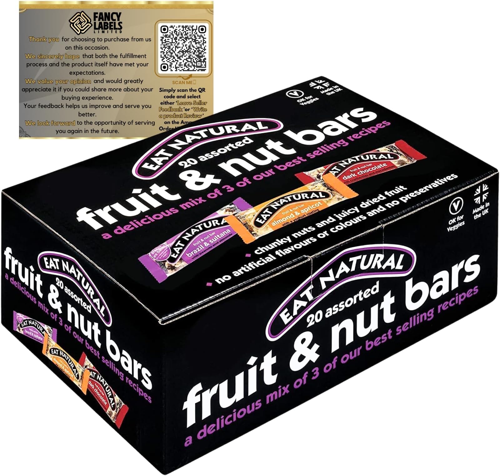 Snack Bars Multipack with Eat Natural Fruit and Nuts 20 Assorted Healthy Snack Cereal Bar Pack 1.1kg | On The Go Snacks Perfect for Sharing Snack Box for Kids and Adults