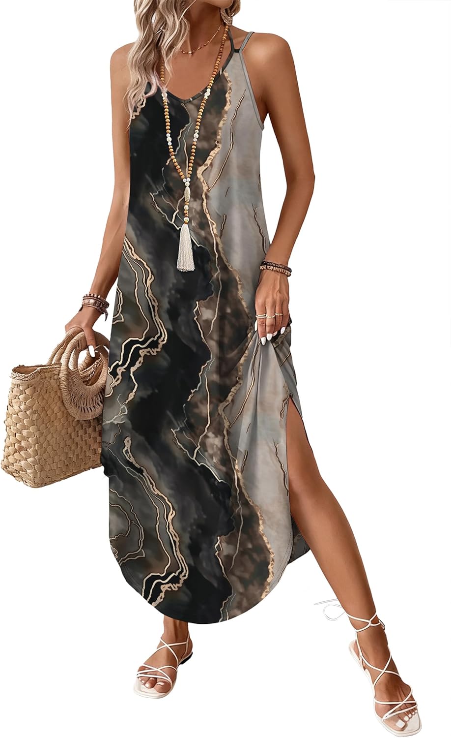 WIHOLL Summer Dresses for Women 2026 Maxi Dress Boho Halter Dress Sundresses Beach Vacation Clothes Travel Outfits