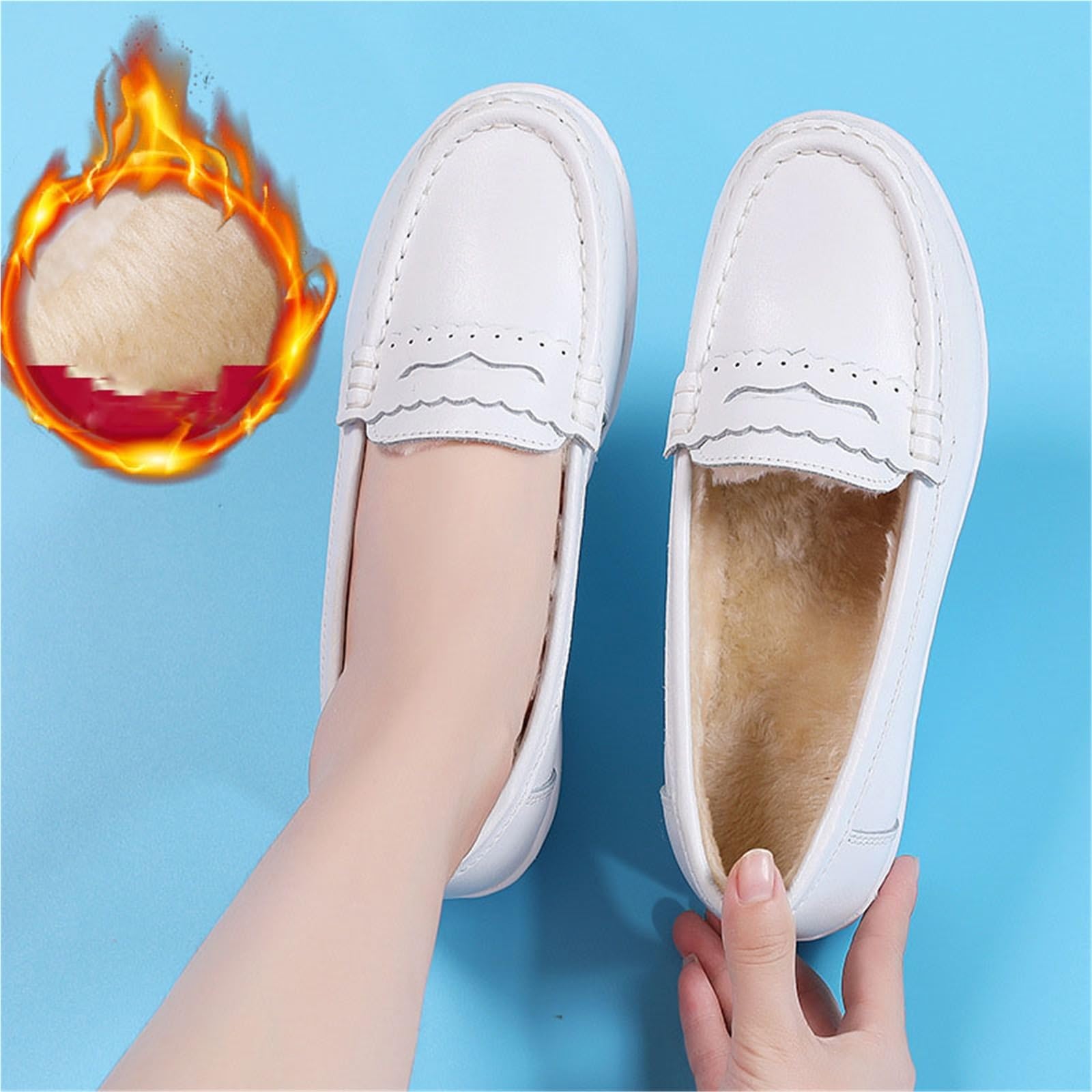Sandalias Ortopédicas para Mujer, Zapatos De Enfermería Ligeros Transpirables Sin Cordones Y Antideslizantes para Mujer, Mocasines Blancos Restaurante Que No Cansan Los Pies