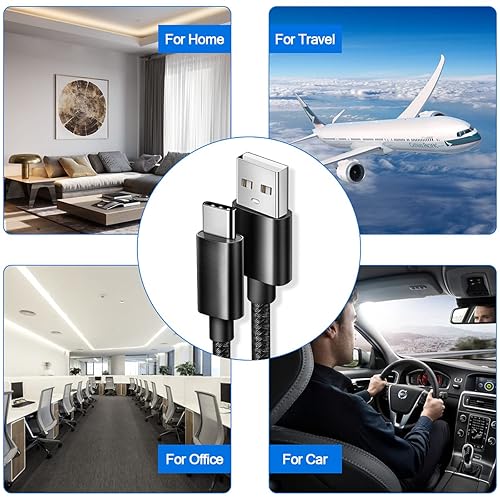 Miniatura 5 de Cable USB C, cable de carga Samsung, cable de carga tipo C, paquete de 2 cables USB A a USB C de 10 pies para Samsung, cable de carga rápida