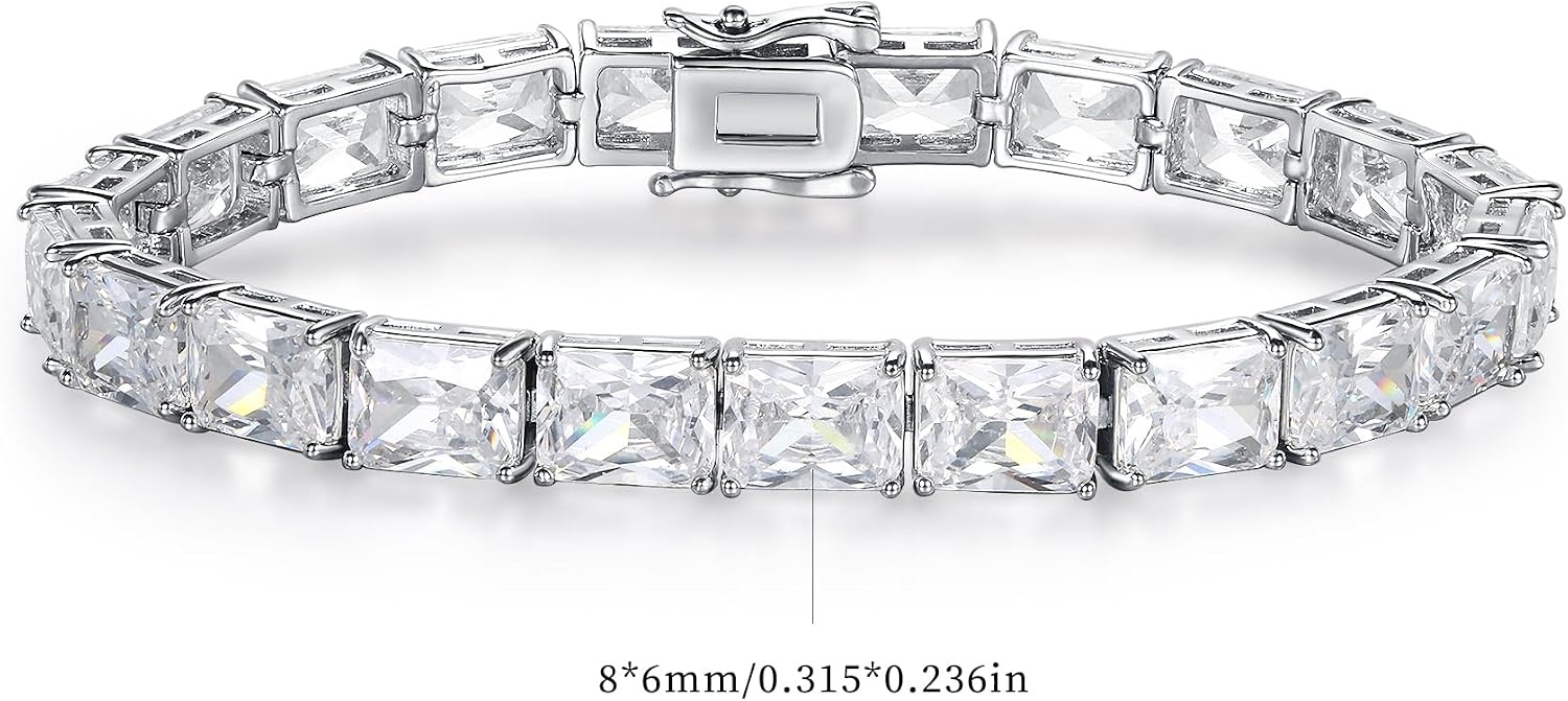 MDFUN Luxury Tennis Bracelet for Women – 14K White Gold Plated Cubic Zirconia Tennis Bracelet Size 6.5-7.5 inches
