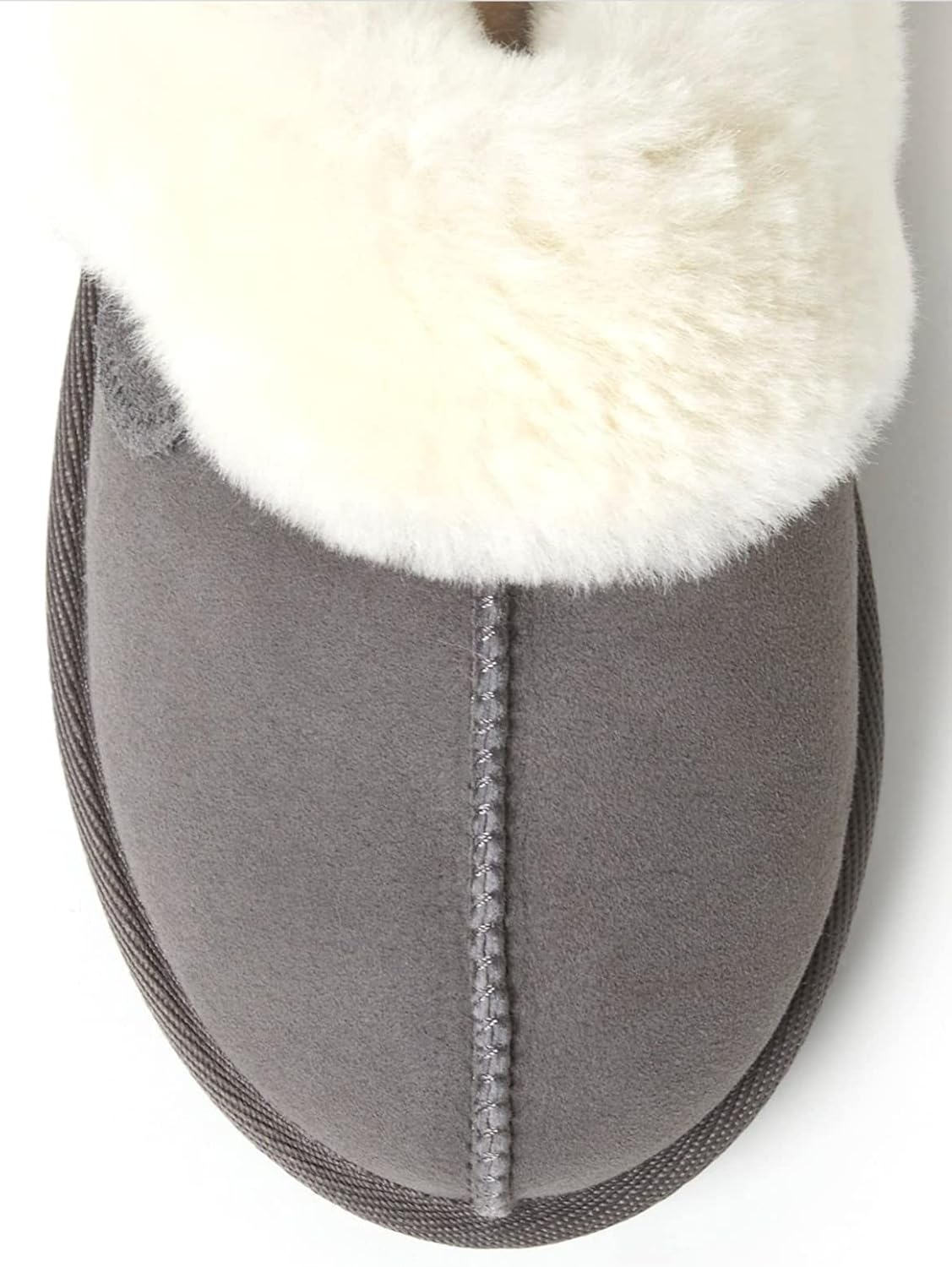 Dearfoams Women's Fireside Sydney Grey Multi Shearling Scuff Slipper 6 W US
