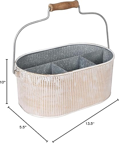 Miniatura 9 de Carrito de metal galvanizado con 4 compartimentos, soporte para utensilios de cocina, organizador de metal, organizador de picnic, rústico