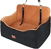 Vivifying Dog Car Seat, Memory Foam Large Back Seat Dog Bed for Medium&Large or Two Small Up to 25KG, Detachable and Washable, 10CM Height Elevated with Storage Pockets (Black&Brown)