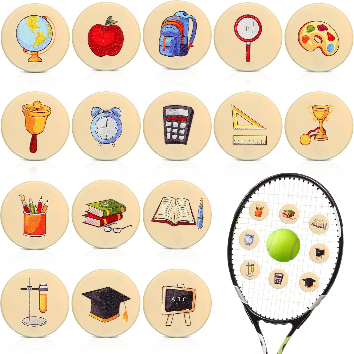 Lenwen 16 Pcs Back to School Cute Tennis Dampener, Tennis