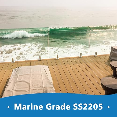 Miniatura 2 de LukLoy Marine Grade SS2205 - Abrazadera de vidrio para valla de piscina para proyectos de ciudad costera, cepillado (1, 33.86 oz, SS2205)