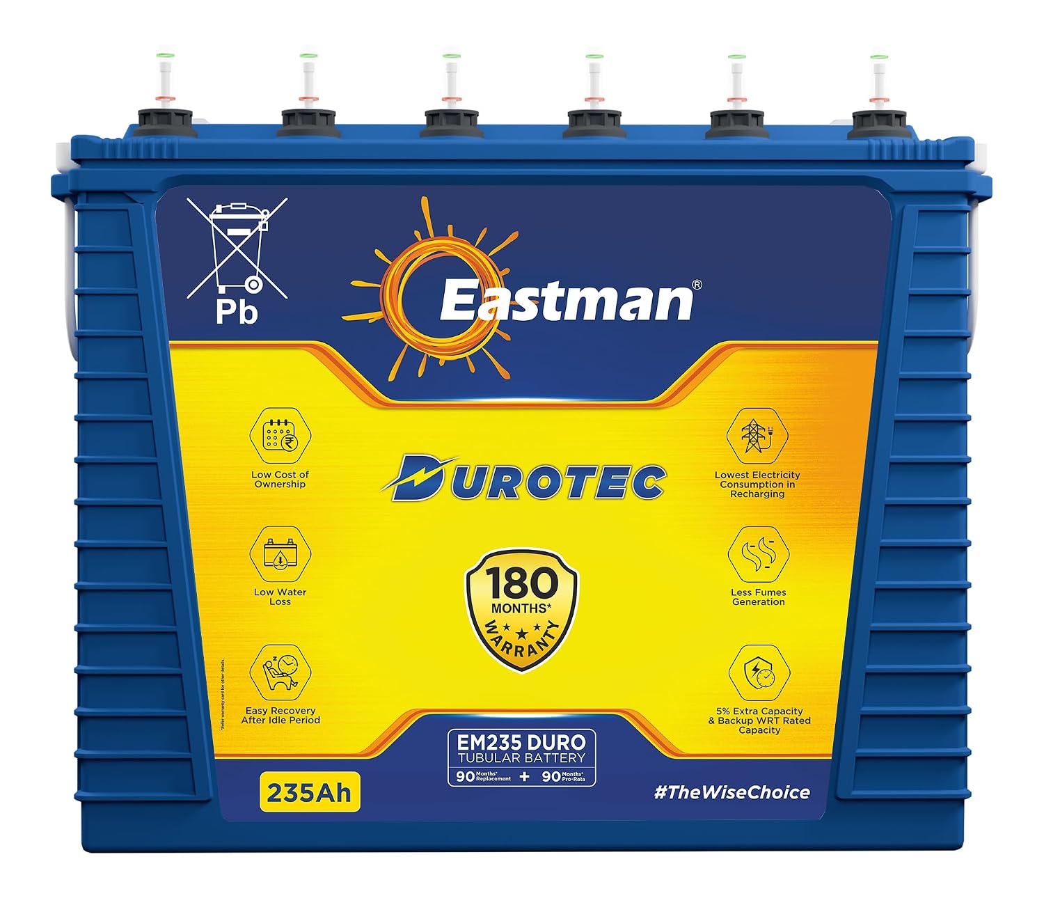 Eastman EM235Duro 235Ah DuroTec Tall Tubular Inverter Battery | Ultra Heavy Duty | 180-Month Warranty | Built for High Loa... - Review, Price and Buying Guide