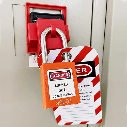 Vista 20 de SAFBY Loto - Candados seguros con 10 llaves para estaciones y dispositivos de bloqueo (amarillo, clave diferente)