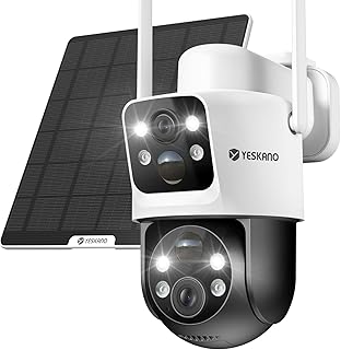 YESKANO Outdoor WiFi Surveillance Camera with Dual Lens, Solar Outdoor Camera with Solar Panel 6W, Outdoor WiFi PTZ Camera…