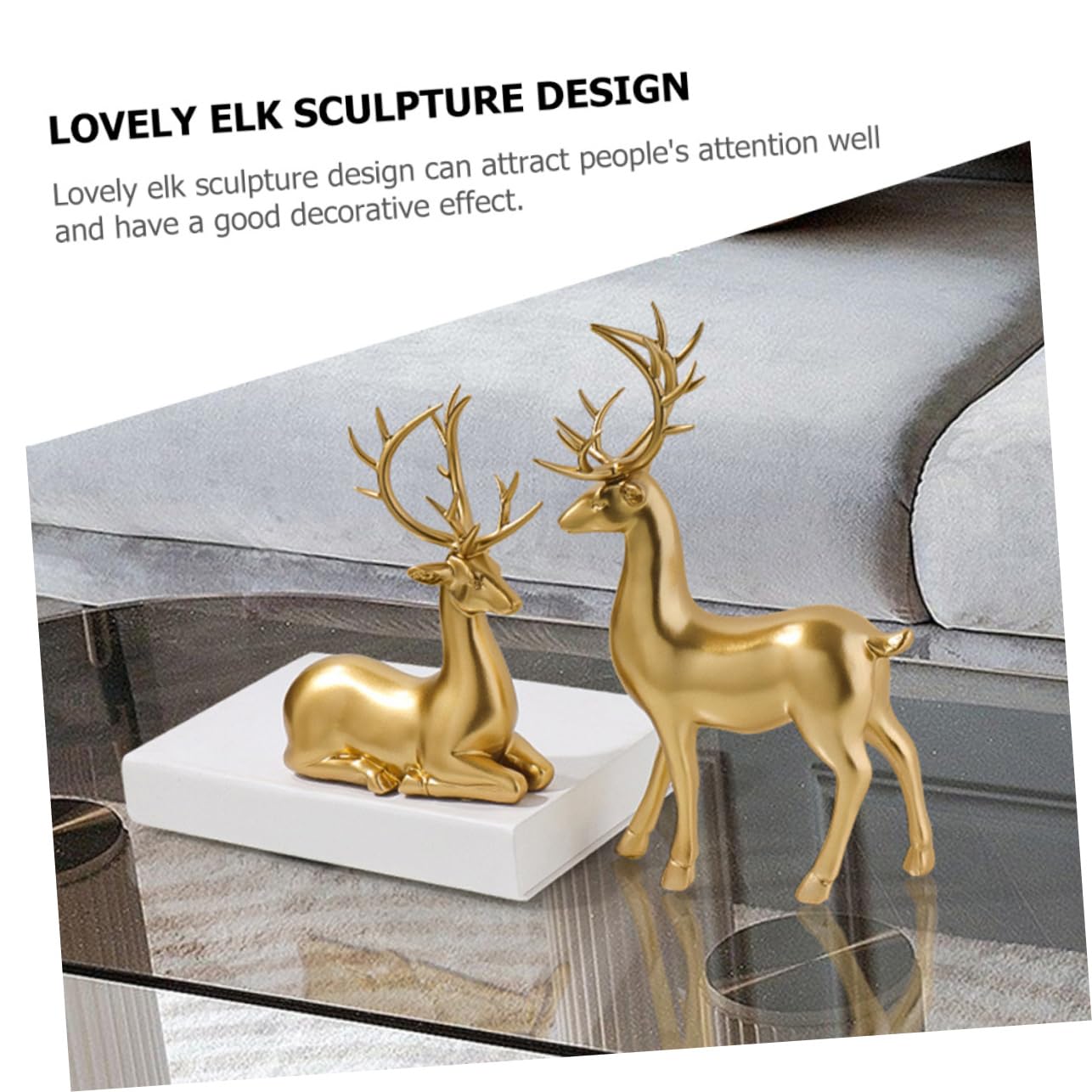 Ciieeo Scultura Di Cervide in Resina 2 Pezzi Decorazione Natalizia Da Tavolo Per Festa Di Natale Regalo Sicuro e Decorativo Per Ragazzo Ragazza Soggiorno e Cameretta