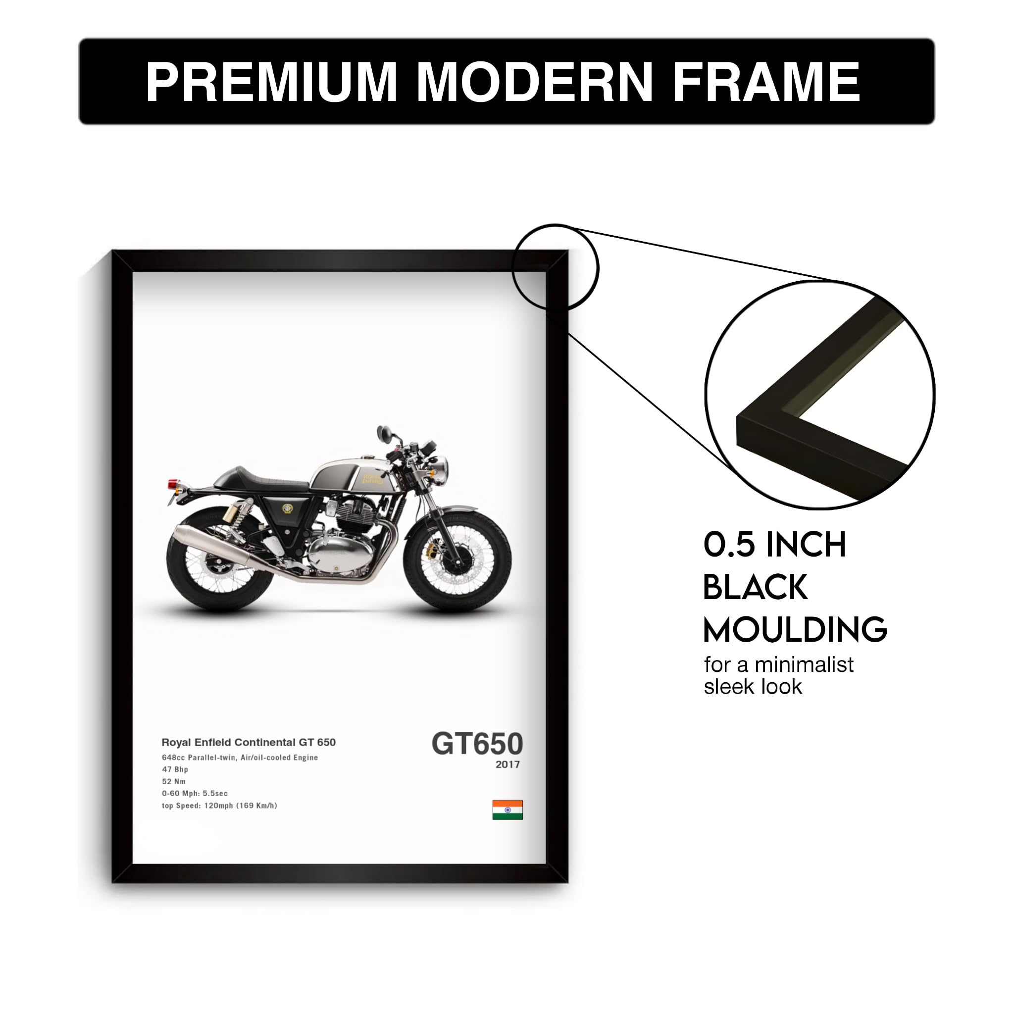 GT 650 Continental Bike Poster for Wall Photo Frame, Modern Wall Framed Paintings for Office, Dining, Living Room Decoration (Framing with Leminated Photo) SK Gallery 8 x 12 (inch), Wall Photo Frame/Bike Poster Photo Frame) (CLEAN) 4