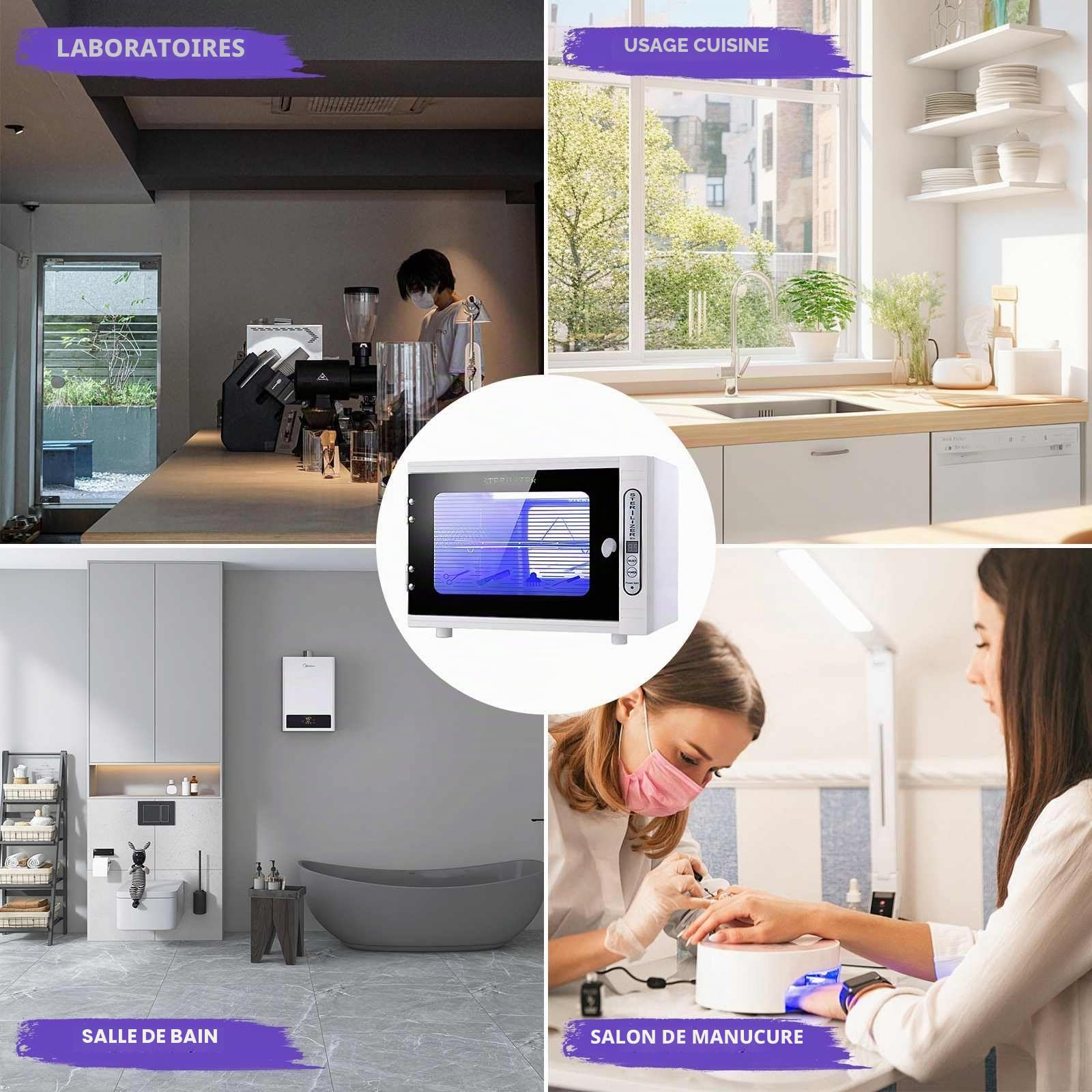 Stérilisateur UV, armoire de désinfection UV, boîte de désinfectant avec minuterie, plateau de stérilisation à 2 niveaux, grande capacité de 8 l, pour manucure, salon, dentisterie