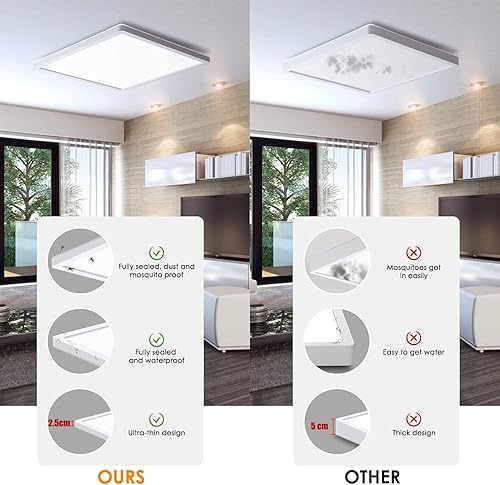 Miniatura 5 de Lámpara de techo LED de montaje empotrado, 2400 lm, luz de techo LED súper delgada de 12 pulgadas, lámpara de techo de 5000 K para dormitorio, sala